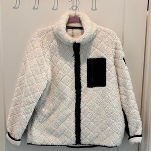 Calvin Klein White and Black Fleece Jacket